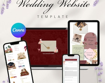 Royal Indian Hindu Luxury weddings websites  | Editable Canva Template with RSVP