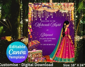Mehendi Welcome Sign, Indian Wedding Decor (Digital Download)