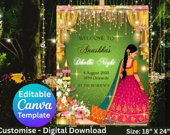 Dholki Welcome Sign, Indian Wedding Decor (Digital Download)