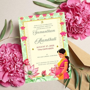 Sreemantham invite for your Indian Baby Shower, Valaikappu or Godh Barai or Seemantham Invitation Cards, Instant Download