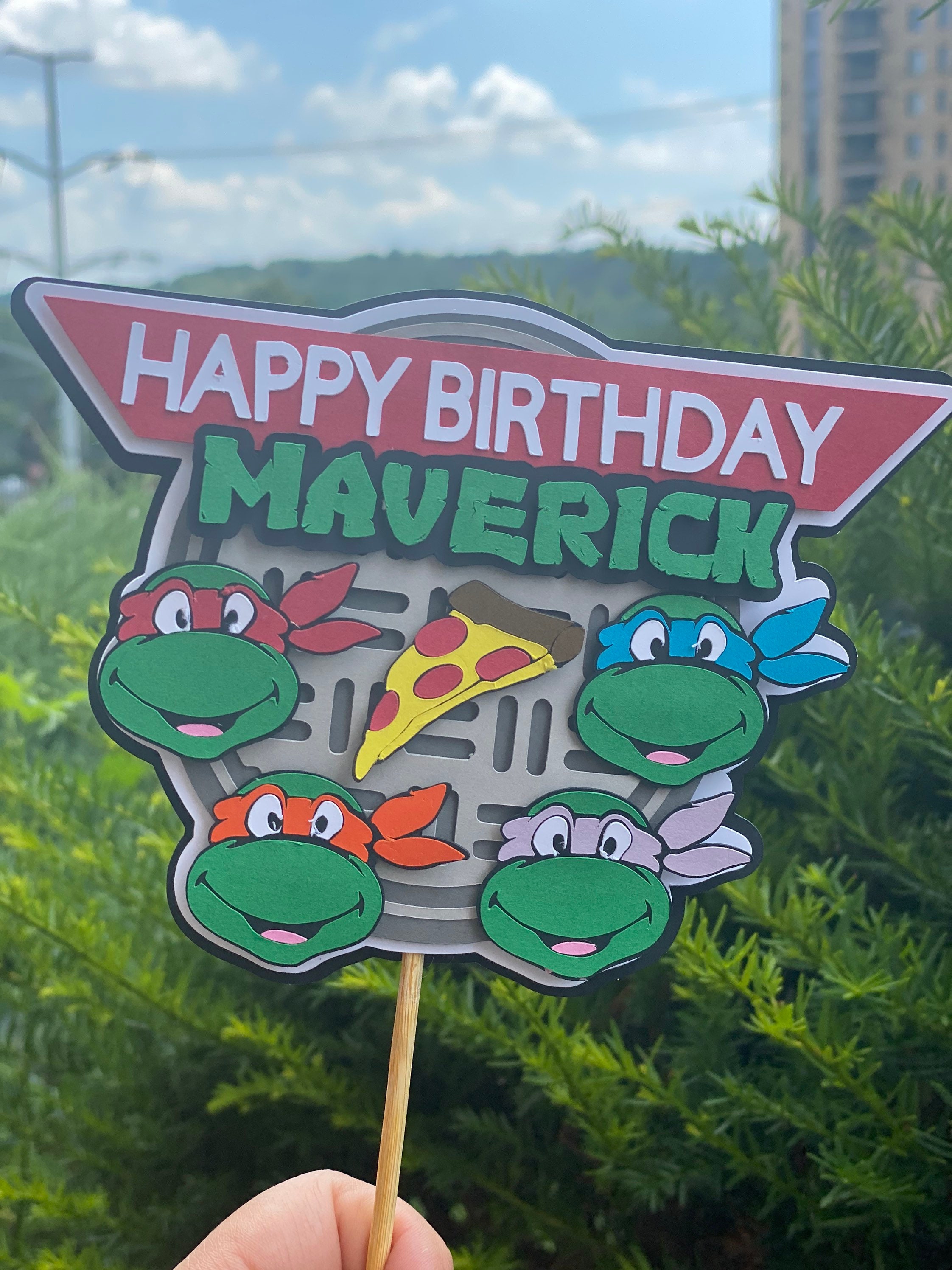 Ninja Turtle Cake Topper TMNT Custom Name Cake Topper | Etsy