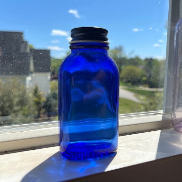 Vintage Cobalt Blue Glass Bottle, Phillips Milk of Magnesia, Made in USA