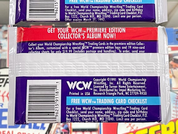 1991 WCW Wrestling Trading Cards – Lot of 2 Unopened Packs – World