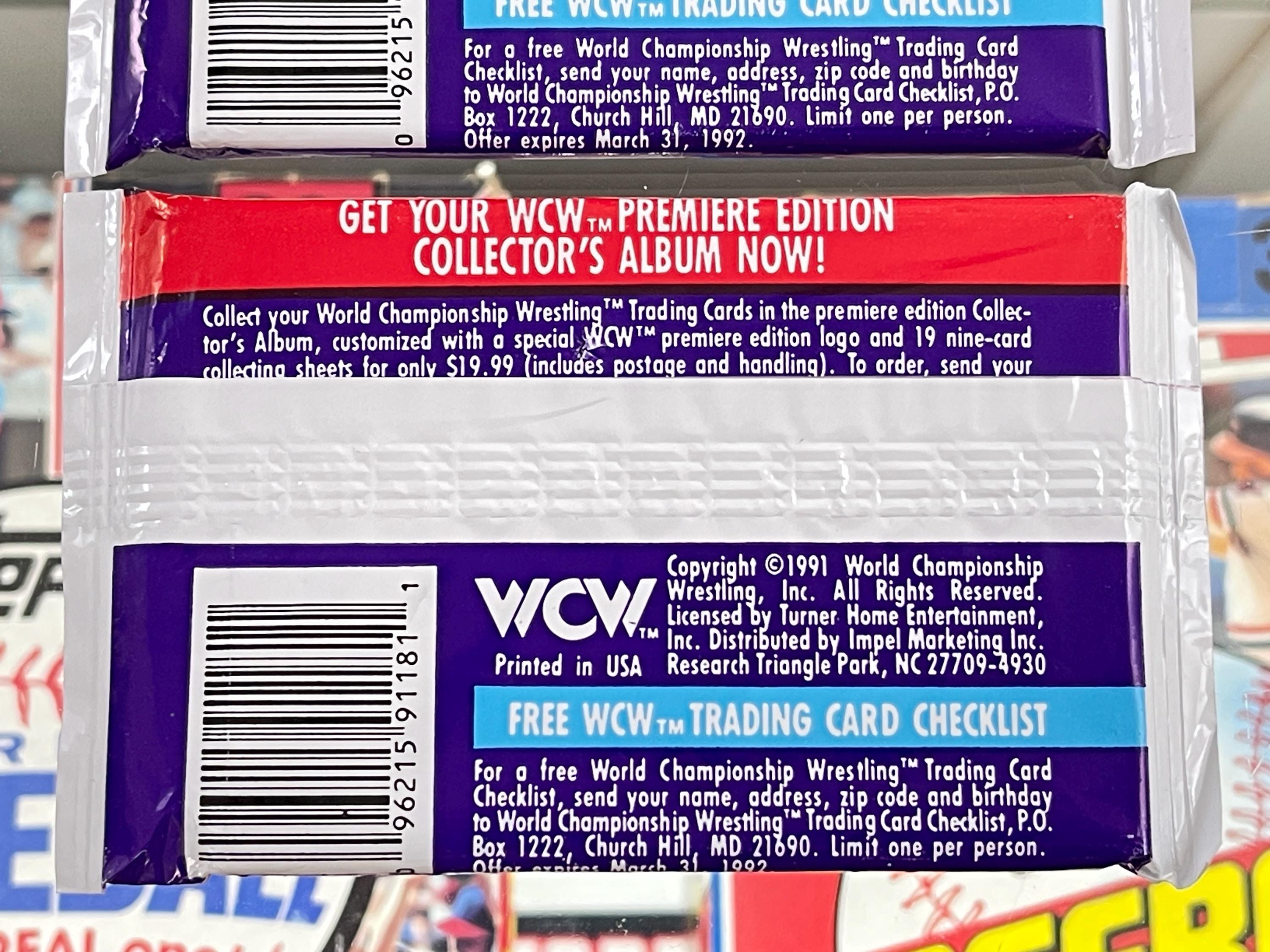 1991 WCW Wrestling Trading Cards – Lot of 2 Unopened Packs – World
