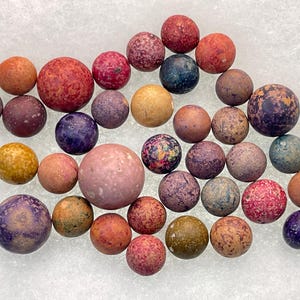 35 Antique Clay Marbles, Lot of (35) Marbles with Shooter