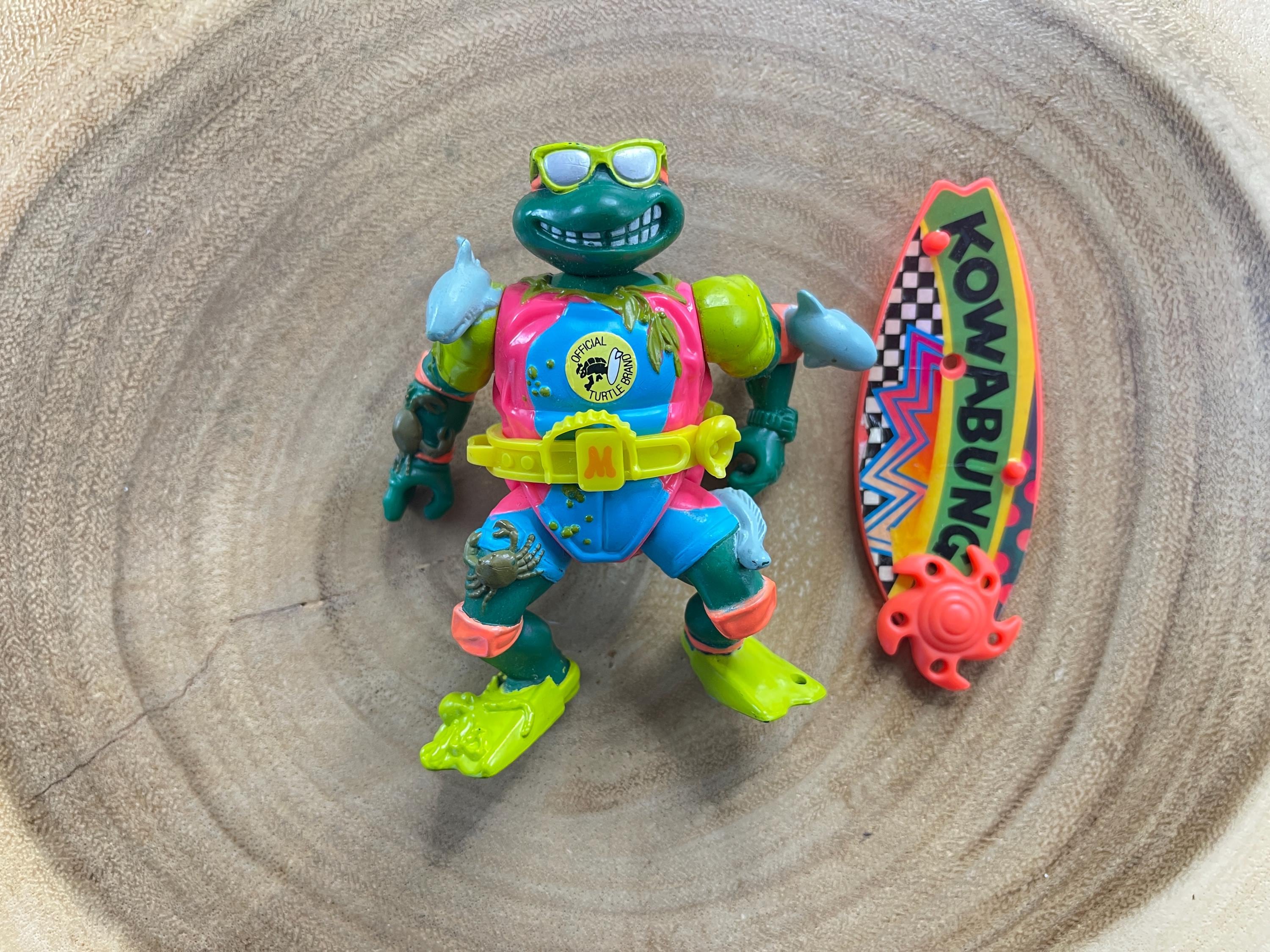 Vintage TMNT 1990s Surfing Michelangelo Action Figure With Some