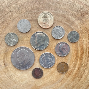 American Coin Collection, Bicentennial Dollar, Half, Quarter, Dollars, Indian, Buffalo, V, and War Nickel, Pennies, Circulated, Lot of (11)