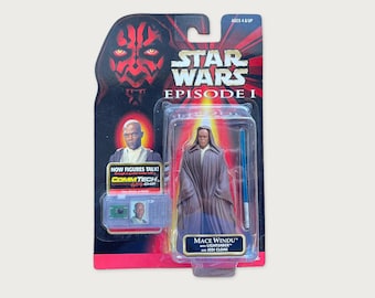 1998 Star Wars, Mace Windu, Hasbro, Star Wars Episode 1, Phantom Menace, New Old Stock, Samuel L. Jackson