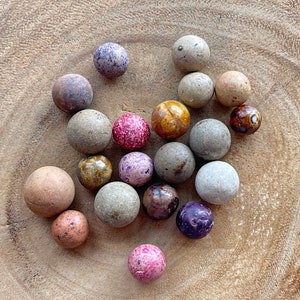 20 Antique Clay and Stone Marbles
