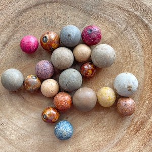 20 Antique Clay and Stone Marbles
