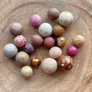 20 Antique Clay and Stone Marbles