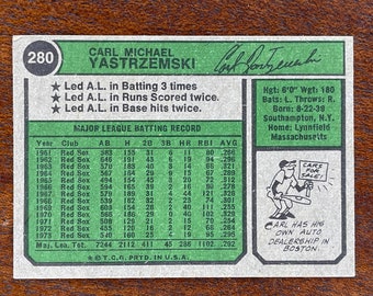 1974 Carl Yastrzemski No. 280, Topps Baseball, Boston Red Sox - Etsy