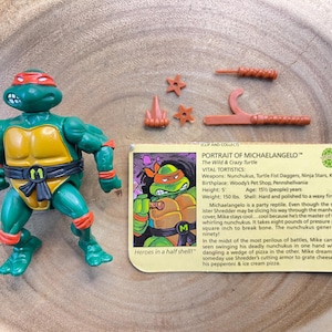 1988 Michelangelo, Hard Head, Teenage Mutant Ninja Turtles, Playmates, With Belt, Some Weapons