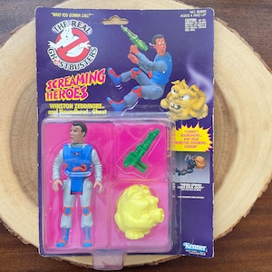 1986 The Real Ghostbusters, Winston Zeddmore, Screaming Heroes, Kenner, In Original Package, Mid Grade