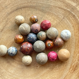 20 Antique Clay and Stone Marbles