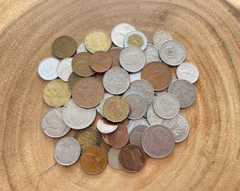 Foreign Coin Collection – Lot of 50 Mixed World Coins – Circulated Coins from Various Countries and Dates