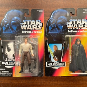1995 Star Wars, Han Solo & Luke Skywalker, Kenner, The Power of The Force, New Old Stock