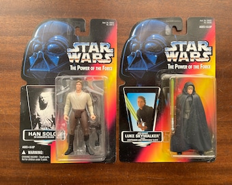 1995 Star Wars, Han Solo & Luke Skywalker, Kenner, The Power of The Force, New Old Stock