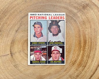1964 Topps #3 NL Pitching Leaders – Sandy Koufax, Marichal, Spahn