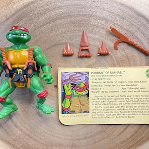 1988 Rafael, Hard Head, Teenage Mutant Ninja Turtles, Playmates, With Belt and Weapons