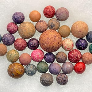 35 Antique Clay Marbles, Lot of (35) Marbles with Shooter