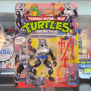 1991 Teenage Mutant Ninja Turtles, Chrome Dome, Playmates, Sealed In Original Package, Unpunched, The Mechanical Master of Metal!