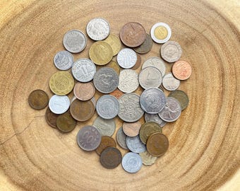 Foreign Coin Collection – Lot of 50 Mixed World Coins – Circulated Coins from Various Countries and Dates
