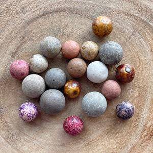 19 Antique Clay and Stone Marbles