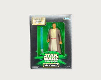 Vintage 1998 Star Wars Mace Windu Action Figure, Episode 1, New Old Stock