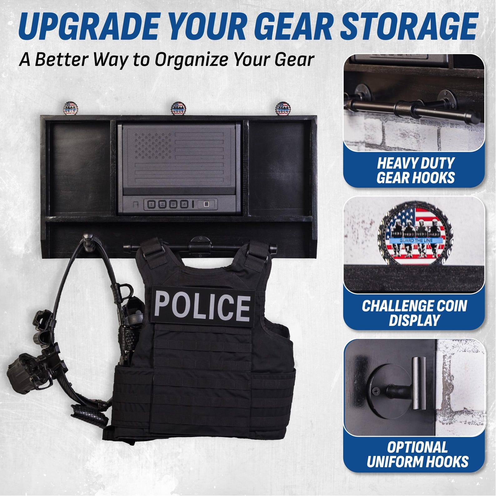 Police Merit Pin Rack Guard the Line Police Gear Wall Rack With Quick Access Safe - Etsy