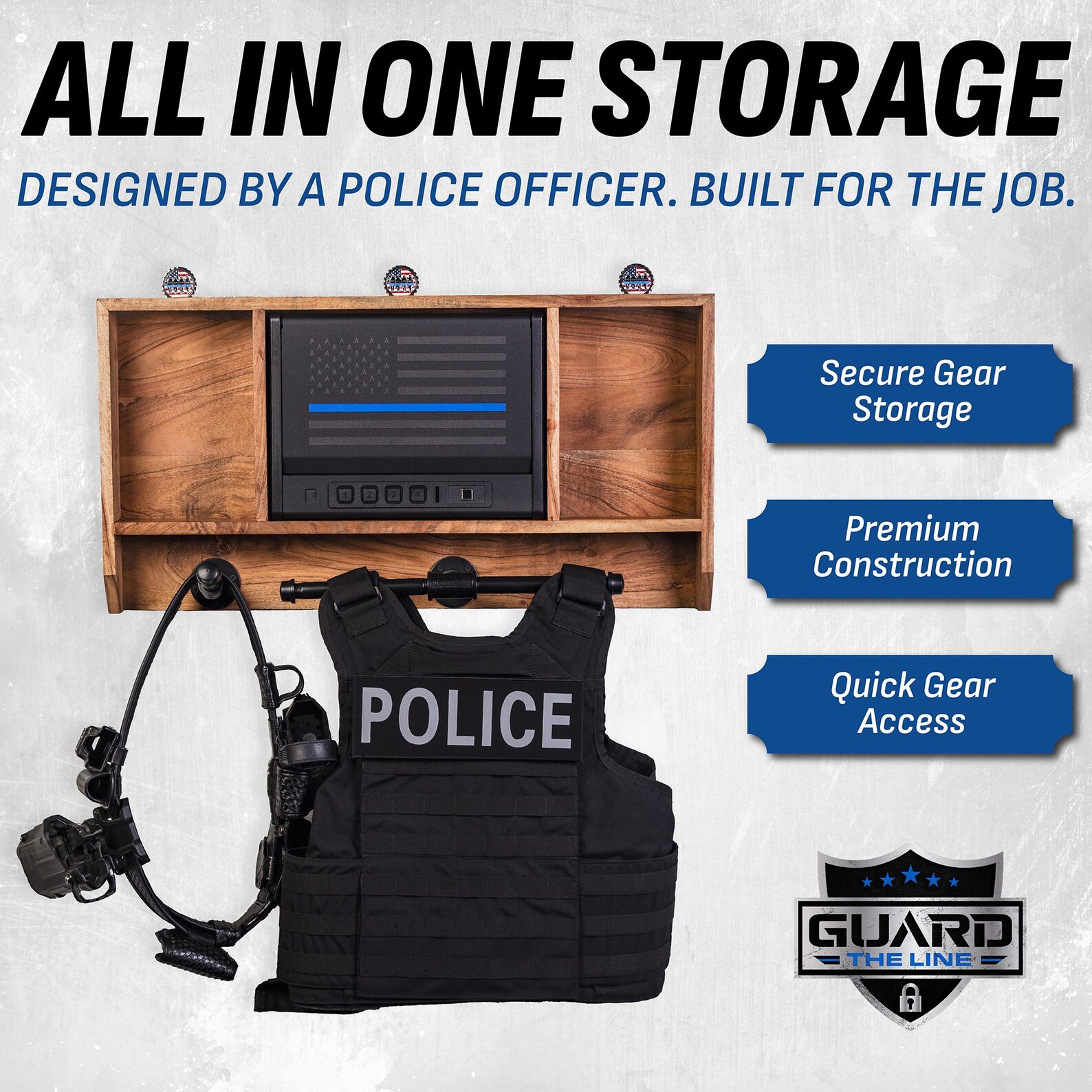 Guard the Line Police Gear Wall Rack With Quick Access Safe - Etsy