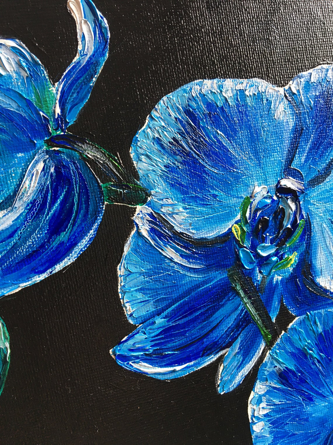 Painting orchid impasto blue orchid orchid branch painting Etsy