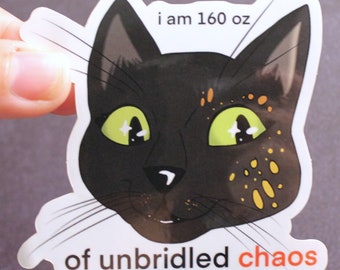 Funny Tortoiseshell Cat Bumper Sticker - Tortie Chaos Goblin - Tortitude Decal