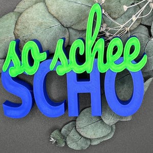3MF | 3D | Letras impresas en 3D, licencia privada, impresión Bambulab, letras de colores, dialecto bávaro "so schee scho"