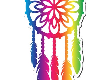 Rainbow Dreamcatcher Gay Pride Design Vinyl Sticker Decal 3 sizes -  Weatherproof, Auto, Journal Stickers, Book or Laptop Covers