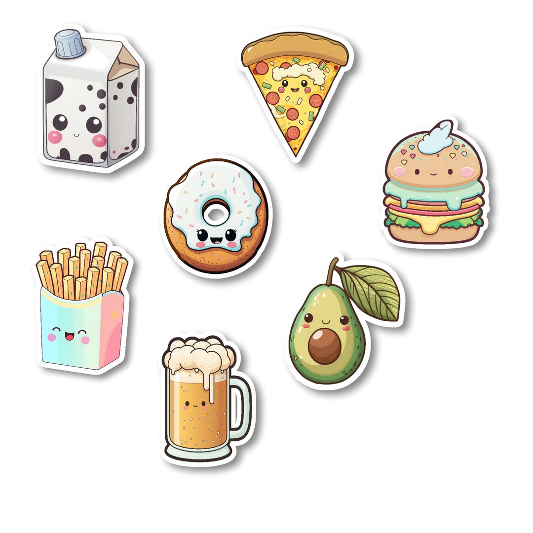 Cute Kawaii Food Characters Vinyl Sticker Decals, 3 or 4 Inch Tall ...