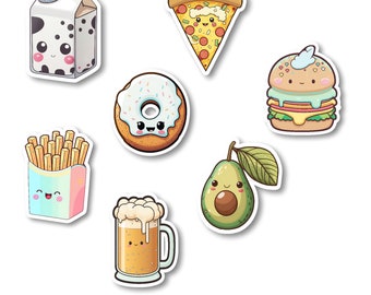 Niedliche Kawaii Food Characters Vinyl Aufkleber Abziehbilder, 3 oder 4 Zoll groß - zum Aufkleben von Journal-Aufklebern, Notizbüchern, Bechern, Kerzen und mehr