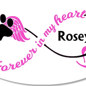 Memorial Pet Dog Cat Pink Vinyl Sticker Decal 3 sizes - Personalized - Weatherproof