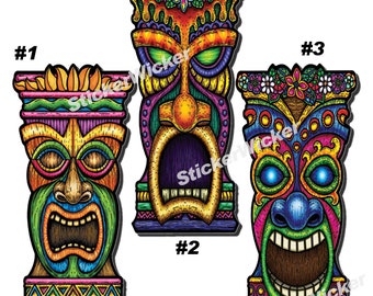 Colorful Tiki Masks Vinyl Sticker Decal 3 inch Hawaii, Tropical, Birthday Party Favors, Party Supplies, Luau, Journal Stickers