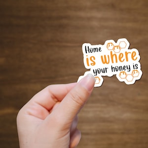 Home is Where Your Honey is - Bee Hive Vinyl Sticker Decal - Verjaardagsfeestje Supplies, Journal Stickers, Notebooks - Kies maat