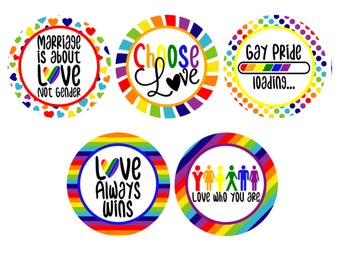 Set of 5 Gay Pride Vinyl Stickers Decals -- Easy Peel -Stickers - 2 inch or 3 inch, LGBTQ, Lesbian, Gay, Rainbow