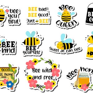 1 sheet of Bumble Bees - 11 Stickers Vinyl Sticker Decals, - stick on Journal Stickers, Notebooks, Tumblers, Candles Etc.