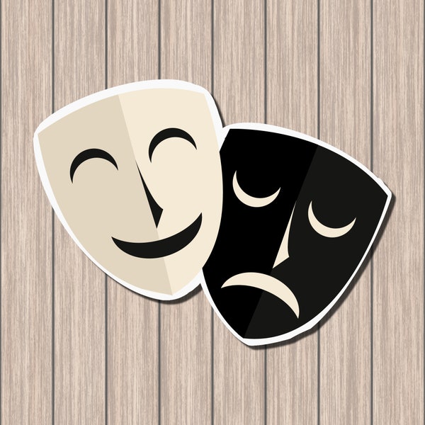 Dionysus Theatre Sticker | Greek God of Wine Art Vinyl Sticker | Comedy Tragedy Masks | Pagan