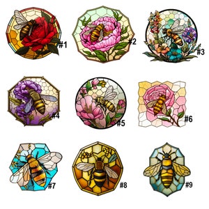 Stained Glass Honey Bees Bumble Bees Vinyl Sticker Decal Party Supplies, Journal Stickers, Back to School Notebooks - Choose size