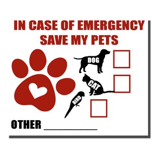 6 Pack Emergency Pet - Door, Window, Rectangle Stickers - Matt Finish ...