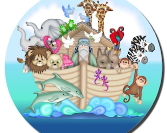 Noahs Ark Baby Shower Vinyl Sticker Decal 3 inch Party Favors, decorations, Party Supplies, Cake or Cupcake Toppers
