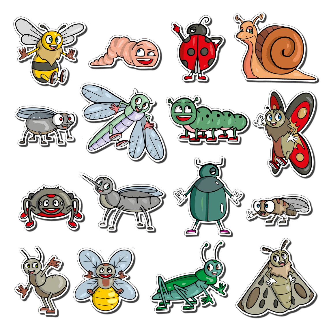 Bug Sticker Cartoon 1 Sheet of Cartoon Insects Bugs Vinyl Sticker Decals, - Stick on ...