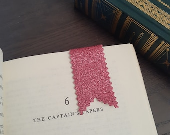 Faux Lederen Magnetische Clip Bookmark, Roze Glitter Design Bookmarker