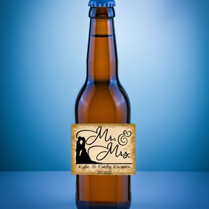 Rustic Wedding Rectangle Stickers - Beer or Wine Bottles or Favors - Matt Finish - Paper style - 4x3.33 inches NOT Waterproof