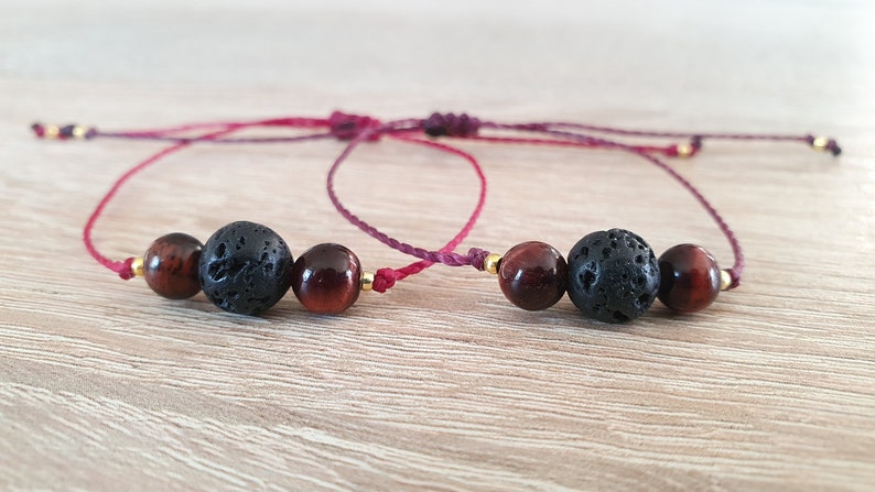 Berry Aroma Lava Bracelet with Red Tiger Eye